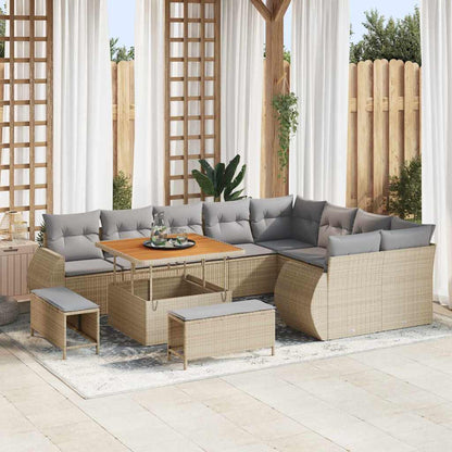 Set Divano da Giardino con cuscino 12 pcs Beige e Grigio Chiaro | homemem39