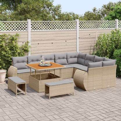 Set Divano da Giardino con cuscino 12 pcs Beige e Grigio Chiaro | homemem39