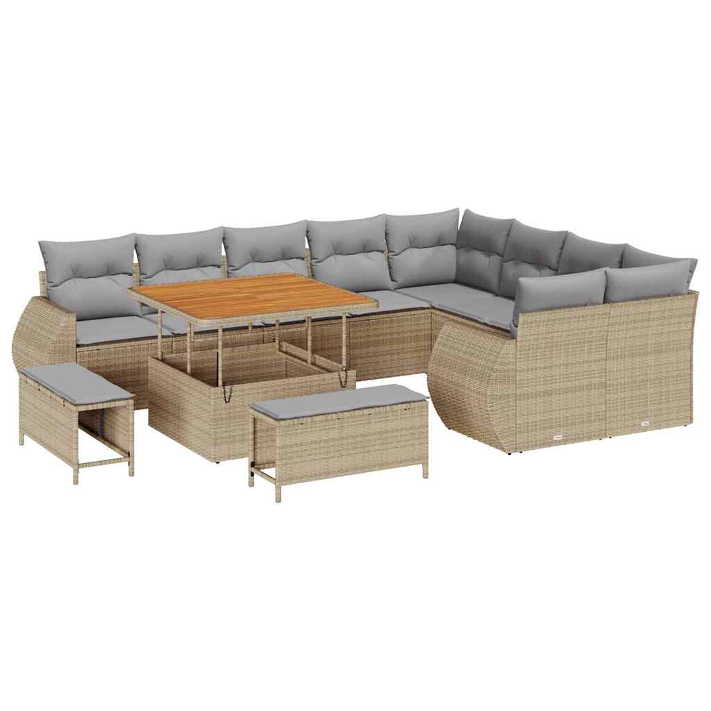 Set Divano da Giardino con cuscino 12 pcs Beige e Grigio Chiaro | homemem39