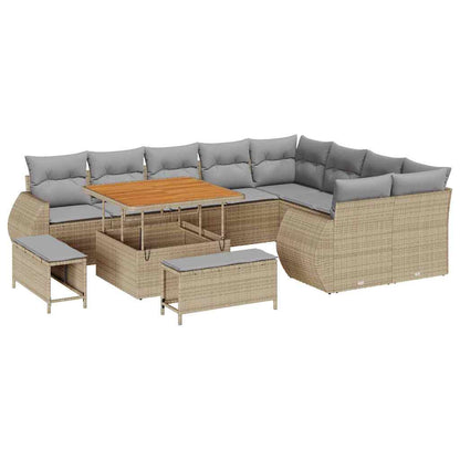 Set Divano da Giardino con cuscino 12 pcs Beige e Grigio Chiaro | homemem39