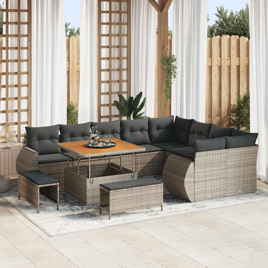 Set Divano da Giardino con cuscino 12 pcs Grigio