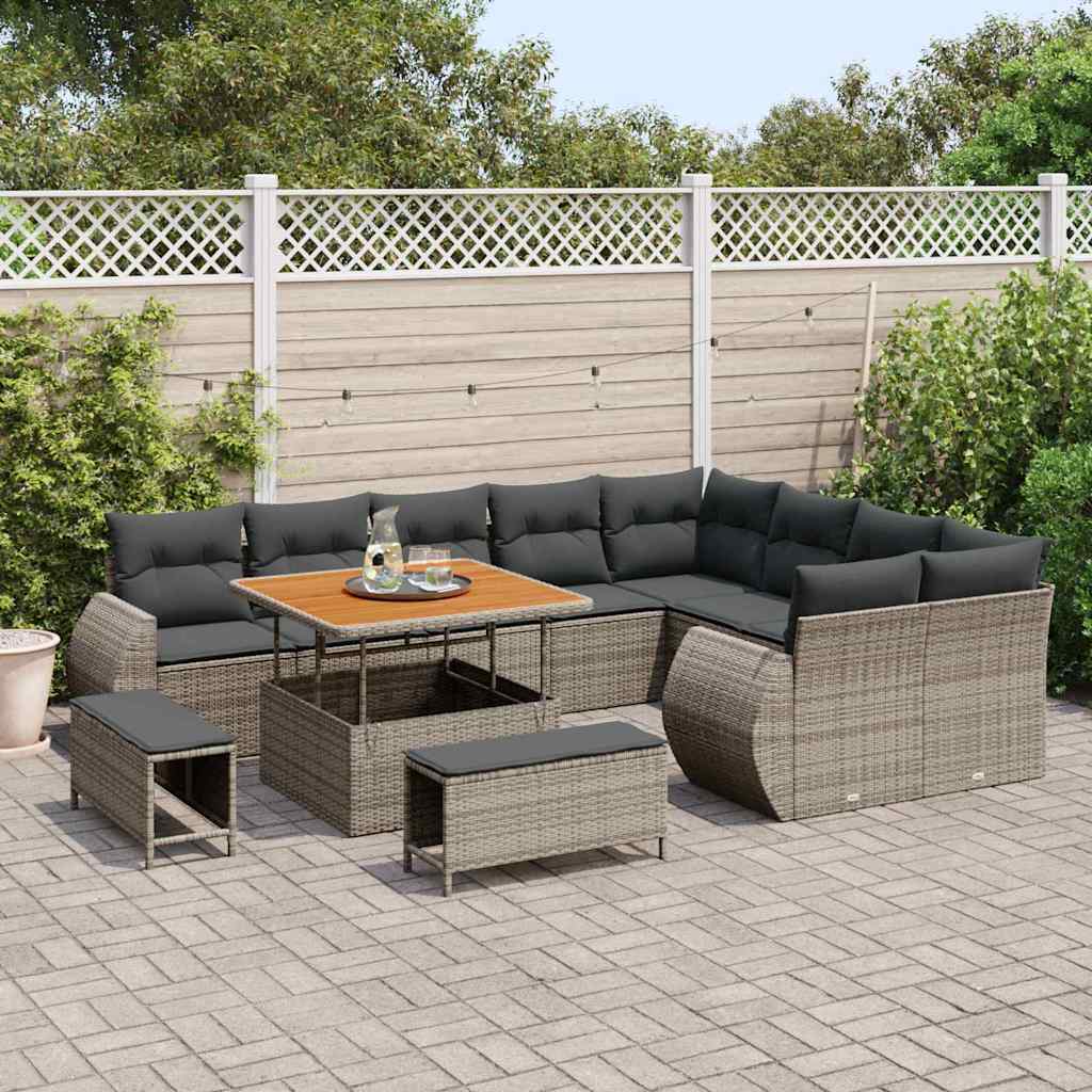 Set Divano da Giardino con cuscino 12 pcs Grigio | homemem39