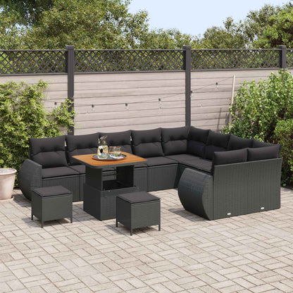 Set Divano da Giardino 12 pcs Nero Rattan in Polipropilene | homemem39