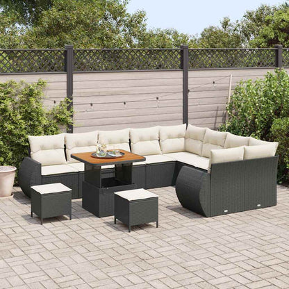 Set Divano da Giardino con cuscino 12 pcs Nero e crema | homemem39