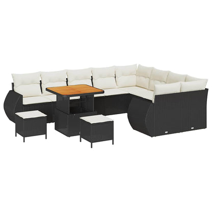 Set Divano da Giardino con cuscino 12 pcs Nero e crema | homemem39