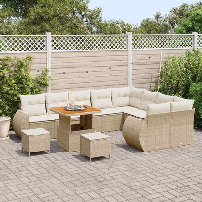 Set Divano da Giardino 12 pz 12-Numero di posti Beige e Crema