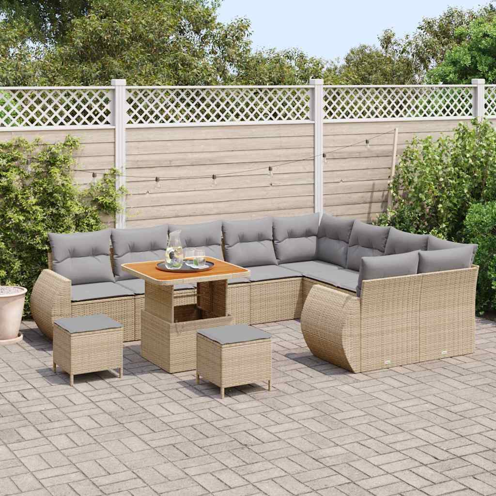 Set Divano da Giardino con cuscino 12 pcs beige e grigio chiaro