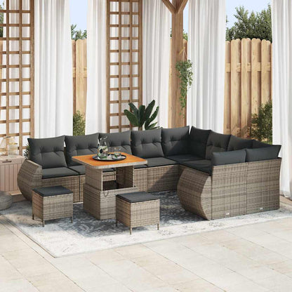 Set Divano da Giardino 12 pcs Grigio Rattan in Polipropilene | homemem39