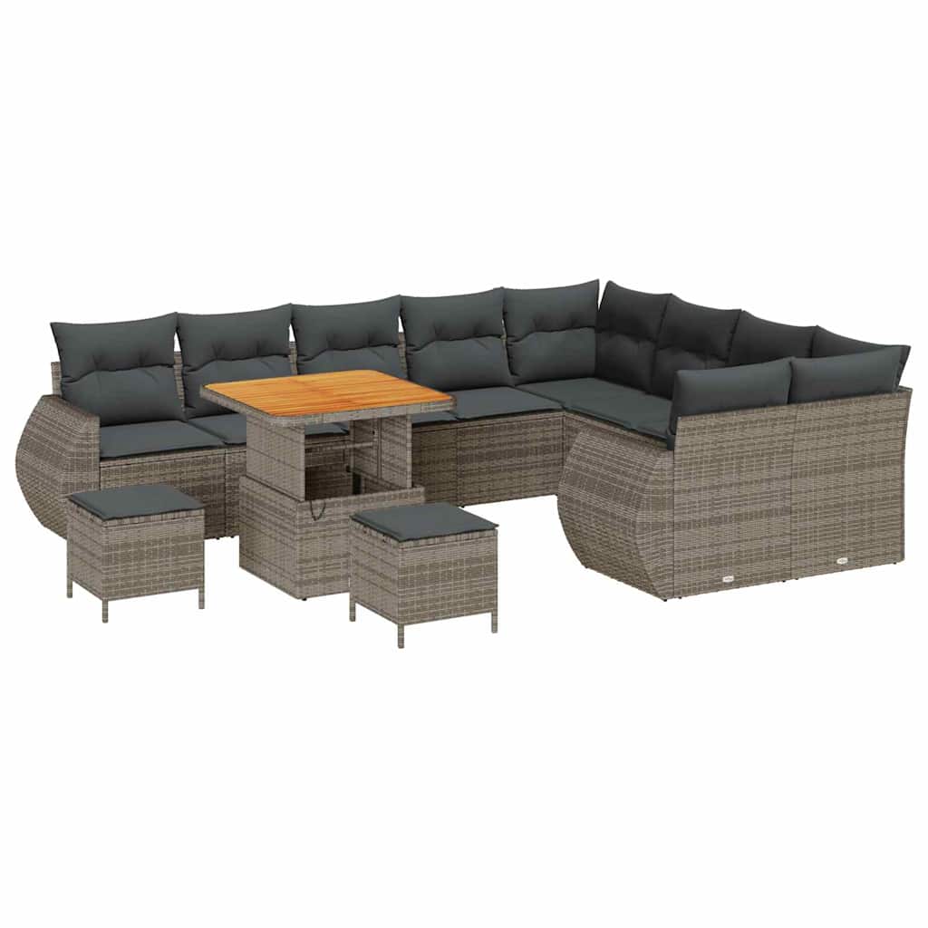 Set Divano da Giardino 12 pcs Grigio Rattan in Polipropilene | homemem39