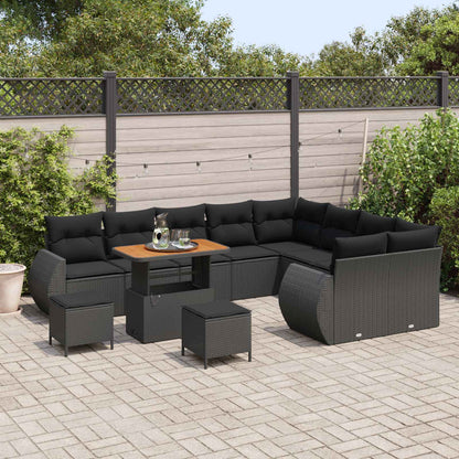 Set Divano da Giardino con cuscino 12 pcs Nero | homemem39