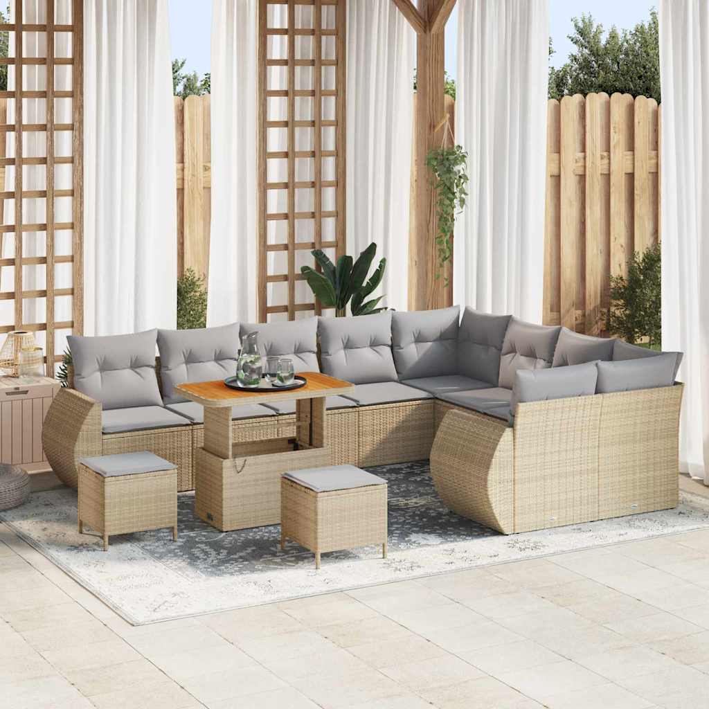 Set Divano da Giardino con cuscino 12 pcs Beige e Grigio Chiaro | homemem39