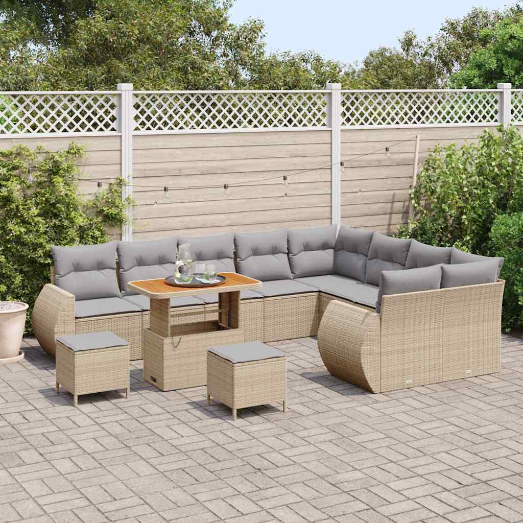 Set Divano da Giardino con cuscino 12 pcs Beige e Grigio Chiaro | homemem39