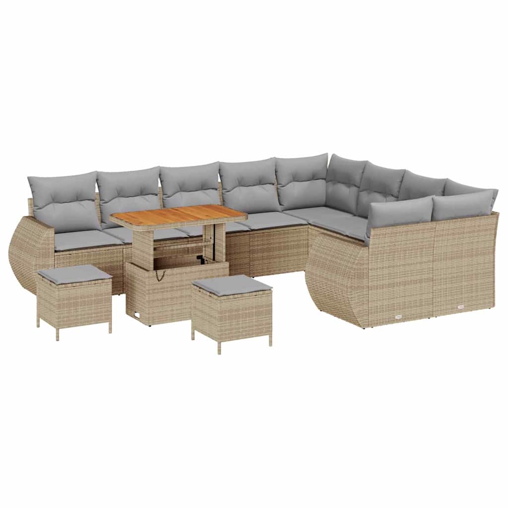 Set Divano da Giardino con cuscino 12 pcs Beige e Grigio Chiaro | homemem39