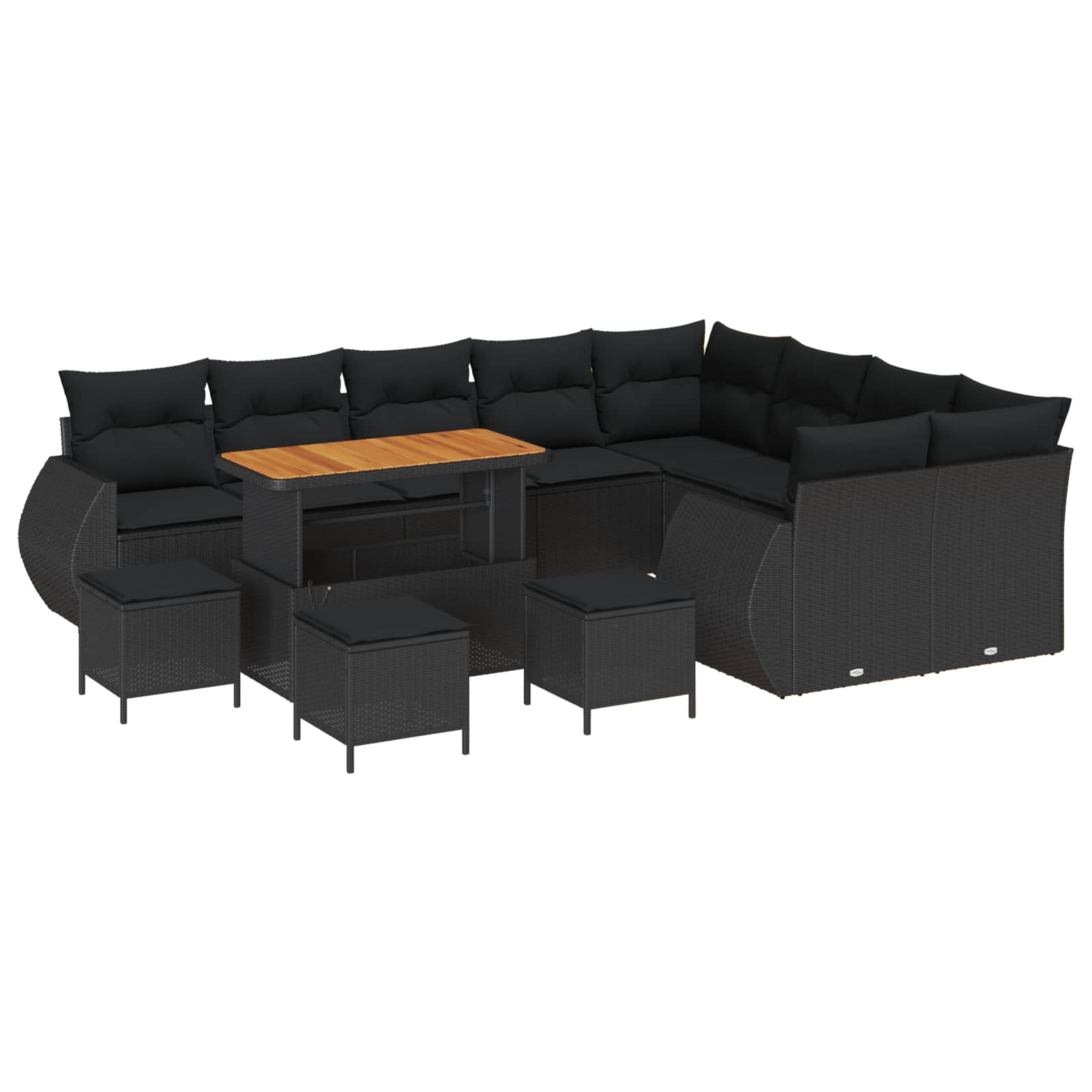 Set Divano da Giardino 13 pcs Nero Rattan in Polipropilene | homemem39