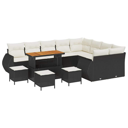 Set Divano da Giardino con cuscino 13 pcs Nero e Crema | homemem39