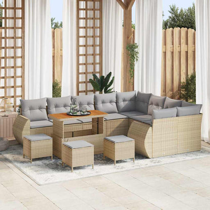 Set Divano da Giardino con cuscino 13 pcs Beige e Grigio Chiaro | homemem39