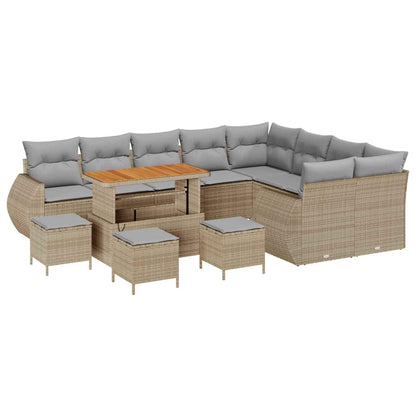 Set Divano da Giardino con cuscino 13 pcs Beige e Grigio Chiaro | homemem39