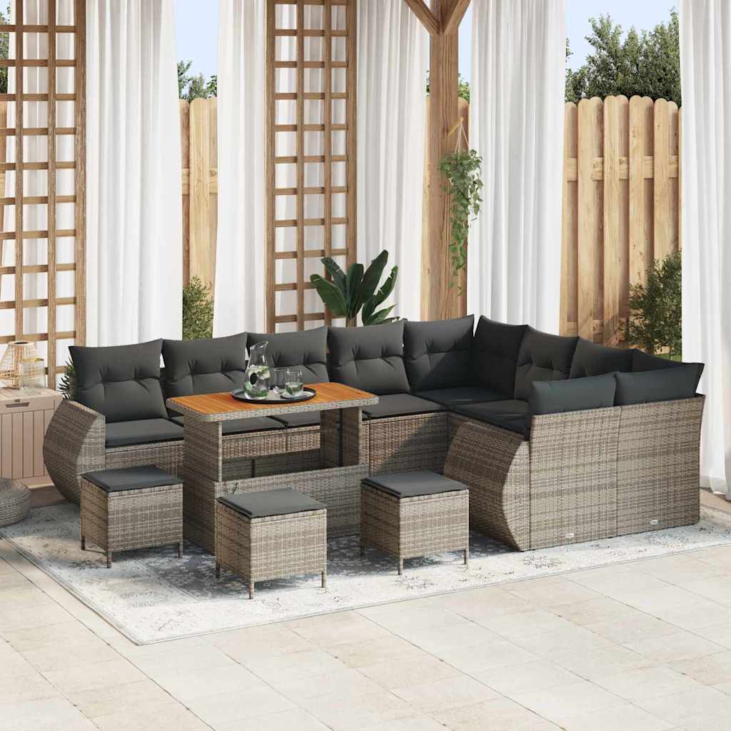 Set Divano da Giardino 13 pcs Grigio Rattan in Polipropilene | homemem39