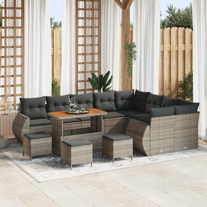 Set Divano da Giardino 13 pcs Grigio Rattan in Polipropilene | homemem39
