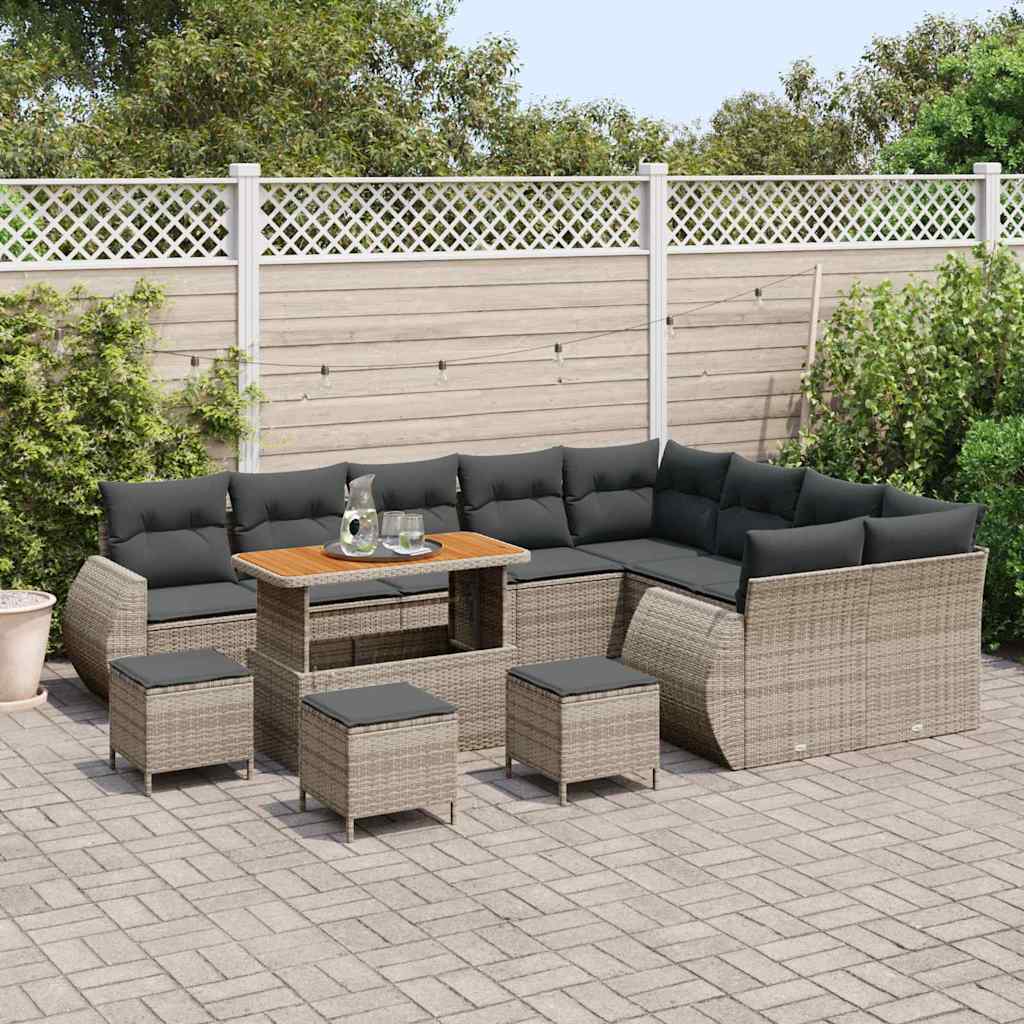 Set Divano da Giardino 13 pcs Grigio Rattan in Polipropilene | homemem39