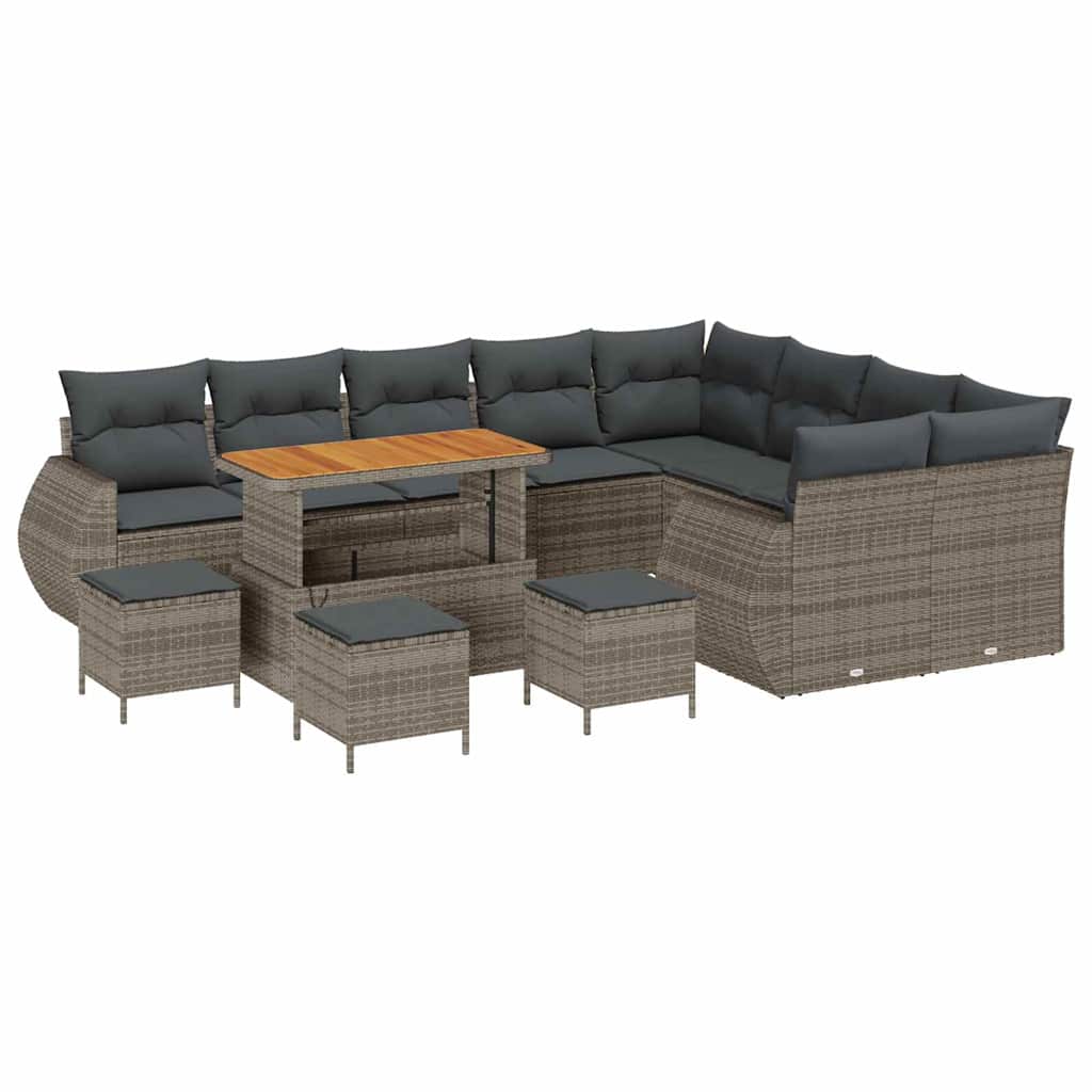 Set Divano da Giardino 13 pcs Grigio Rattan in Polipropilene | homemem39