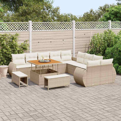 Set Divano da Giardino con cuscino 13 pcs beige e panna | homemem39