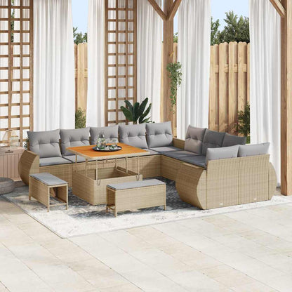 Set Divano da Giardino con cuscino 13 pcs beige e grigio chiaro | homemem39