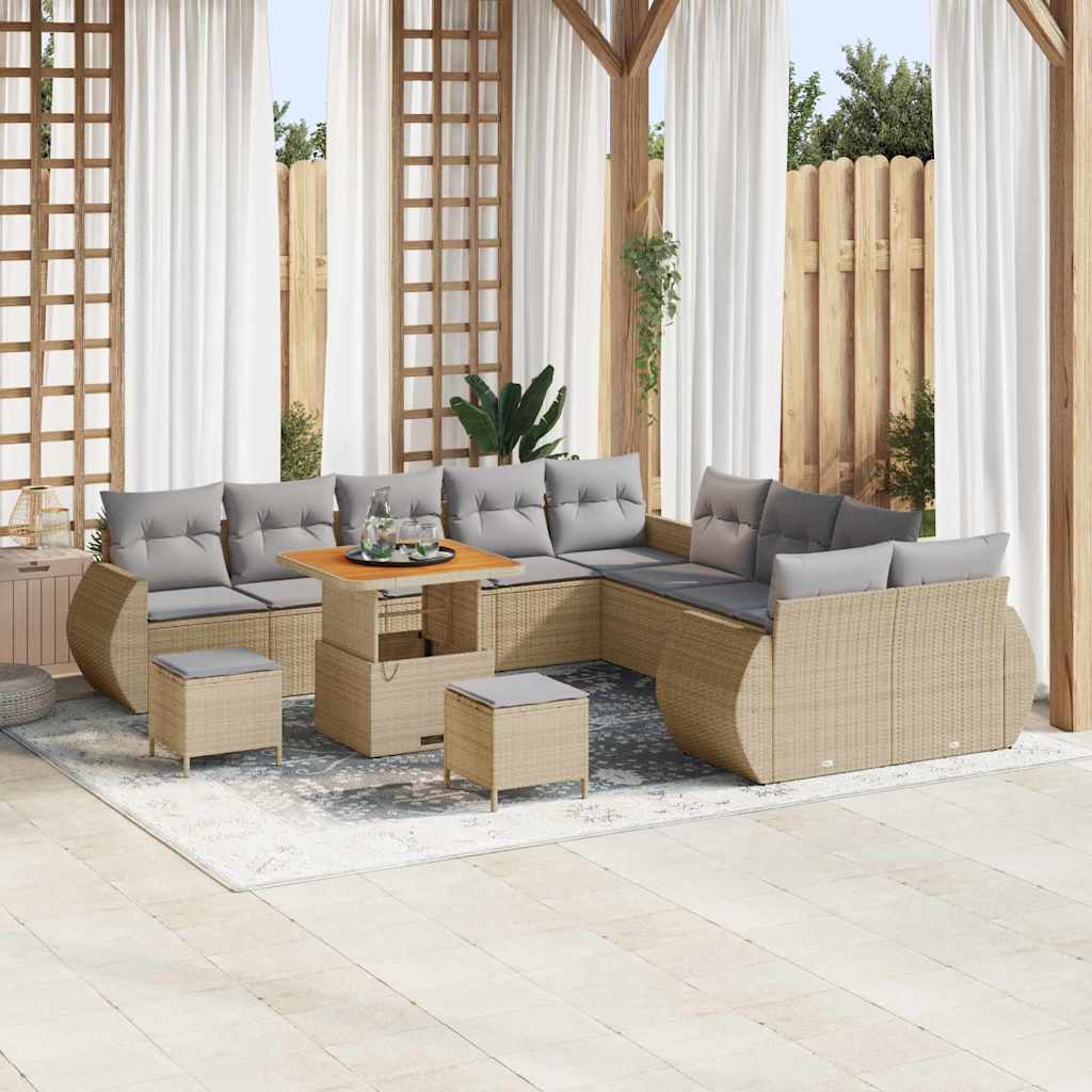 Set Divano da Giardino con cuscino 13 pcs beige e grigio chiaro | homemem39