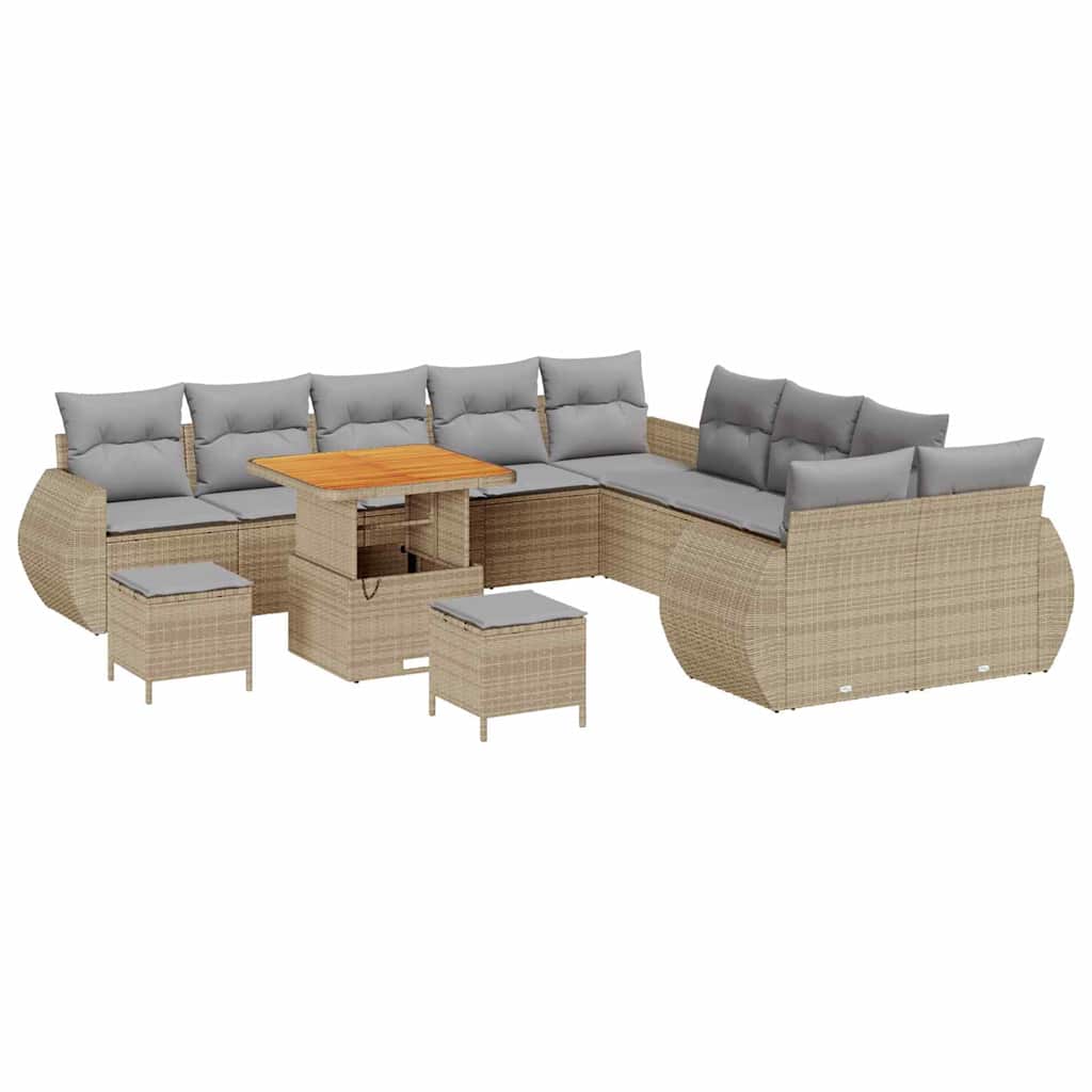 Set Divano da Giardino con cuscino 13 pcs beige e grigio chiaro | homemem39