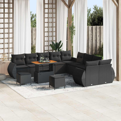 Set Divano da Giardino con cuscino 13 pcs Nero | homemem39