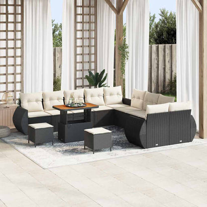 Set Divano da Giardino con cuscino 13 pcs Nero e crema | homemem39