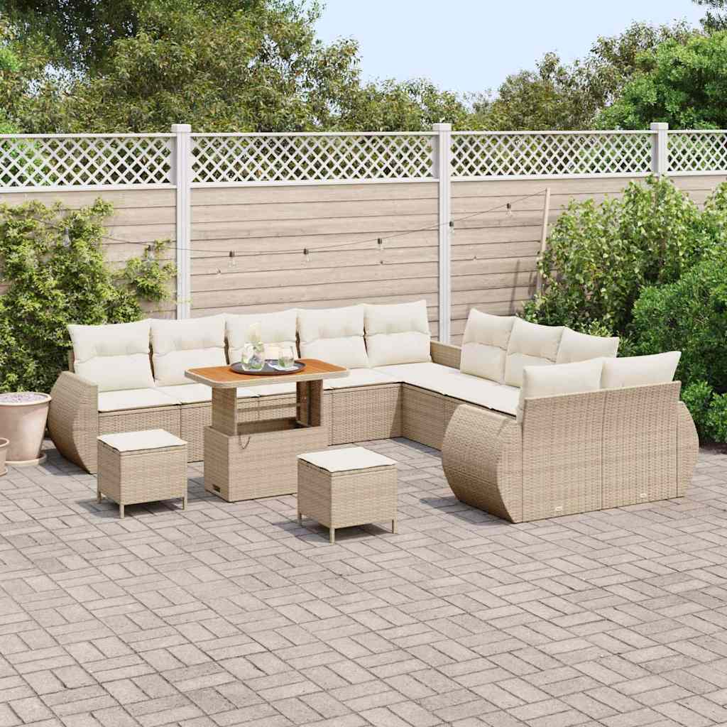 Set Divano da Giardino con cuscino 13 pcs beige e panna | homemem39