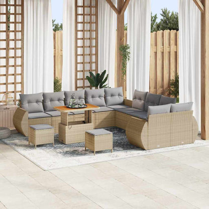Set Divano da Giardino con cuscino 13 pcs beige e grigio chiaro | homemem39