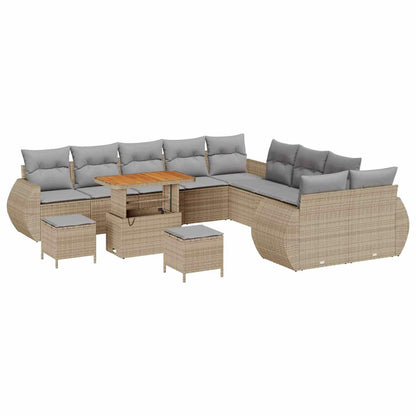 Set Divano da Giardino con cuscino 13 pcs beige e grigio chiaro | homemem39