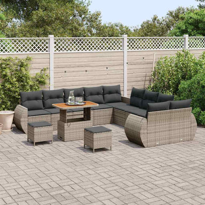 Set Divano da Giardino con cuscino con cuscino 13 pcs Grigio | homemem39