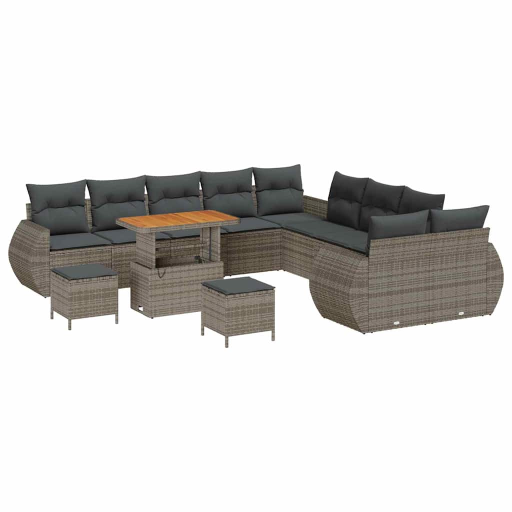 Set Divano da Giardino con cuscino con cuscino 13 pcs Grigio | homemem39
