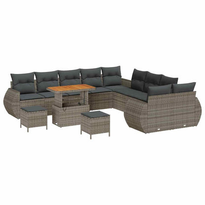 Set Divano da Giardino con cuscino con cuscino 13 pcs Grigio | homemem39