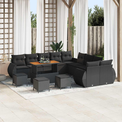 Set Divano da Giardino con cuscino con cuscino 14 pcs Nero | homemem39