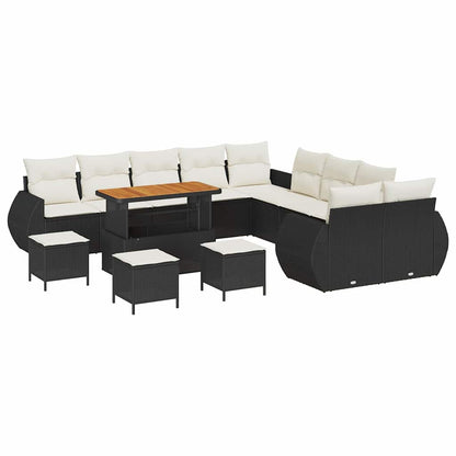 Set Divano da Giardino con cuscino 14 pcs Nero e crema | homemem39