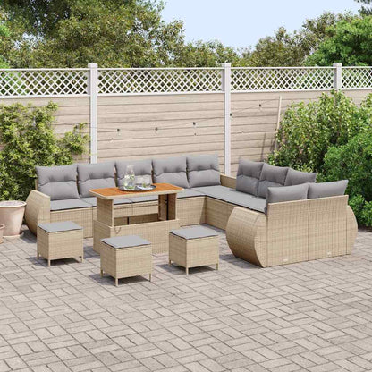 Set Divano da Giardino con cuscino 14 pcs beige e grigio chiaro | homemem39