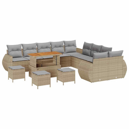 Set Divano da Giardino con cuscino 14 pcs beige e grigio chiaro | homemem39