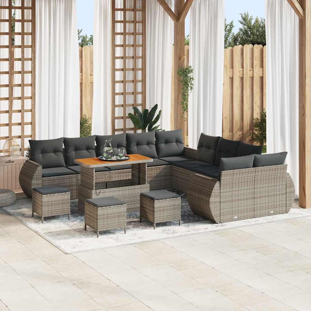 Set Divano da Giardino con cuscino 14 pcs Grigio | homemem39