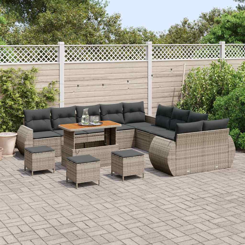 Set Divano da Giardino con cuscino 14 pcs Grigio | homemem39