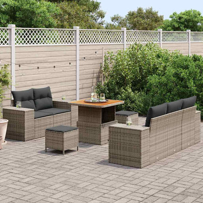 Set Divano da Giardino 8 pcs Grigio Rattan in Polipropilene | homemem39