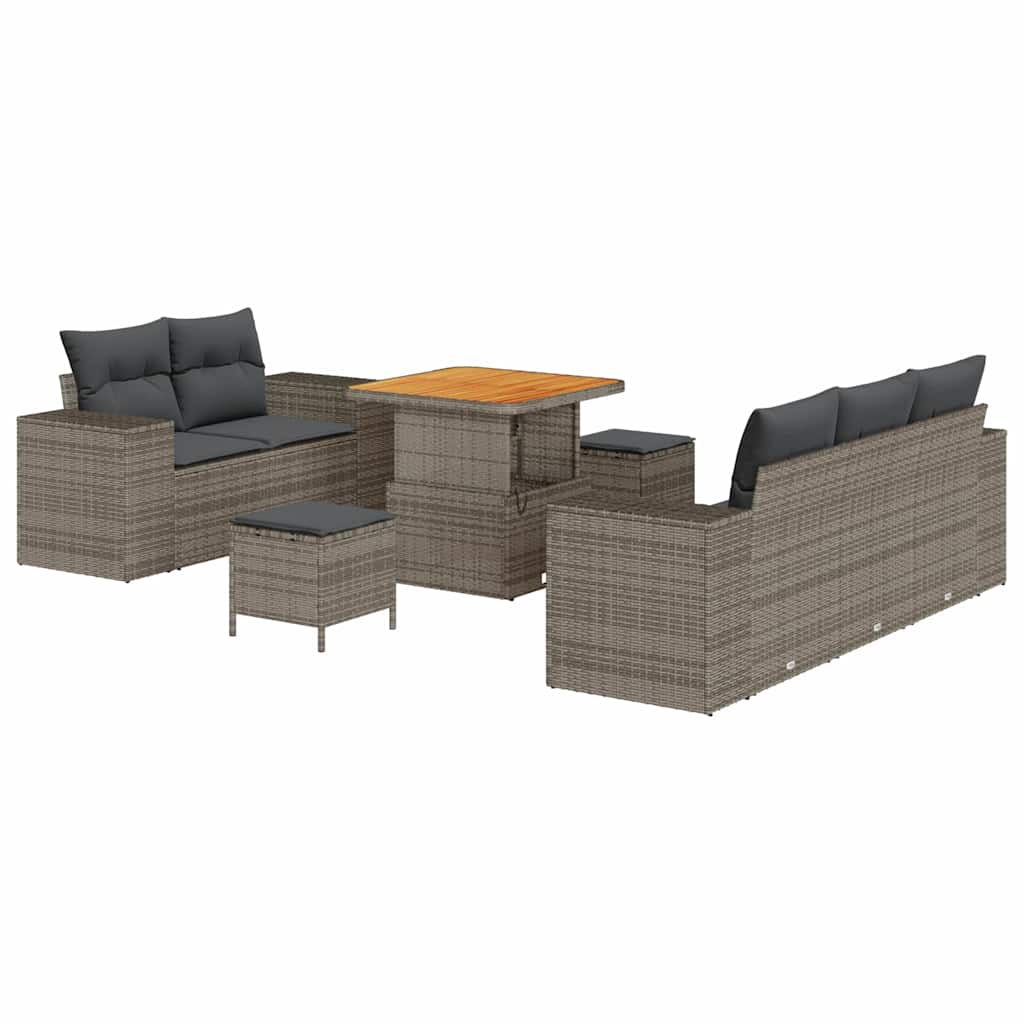 Set Divano da Giardino 8 pcs Grigio Rattan in Polipropilene | homemem39