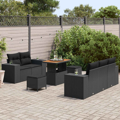 Set Divano da Giardino 8 pcs Nero Rattan in Polipropilene | homemem39