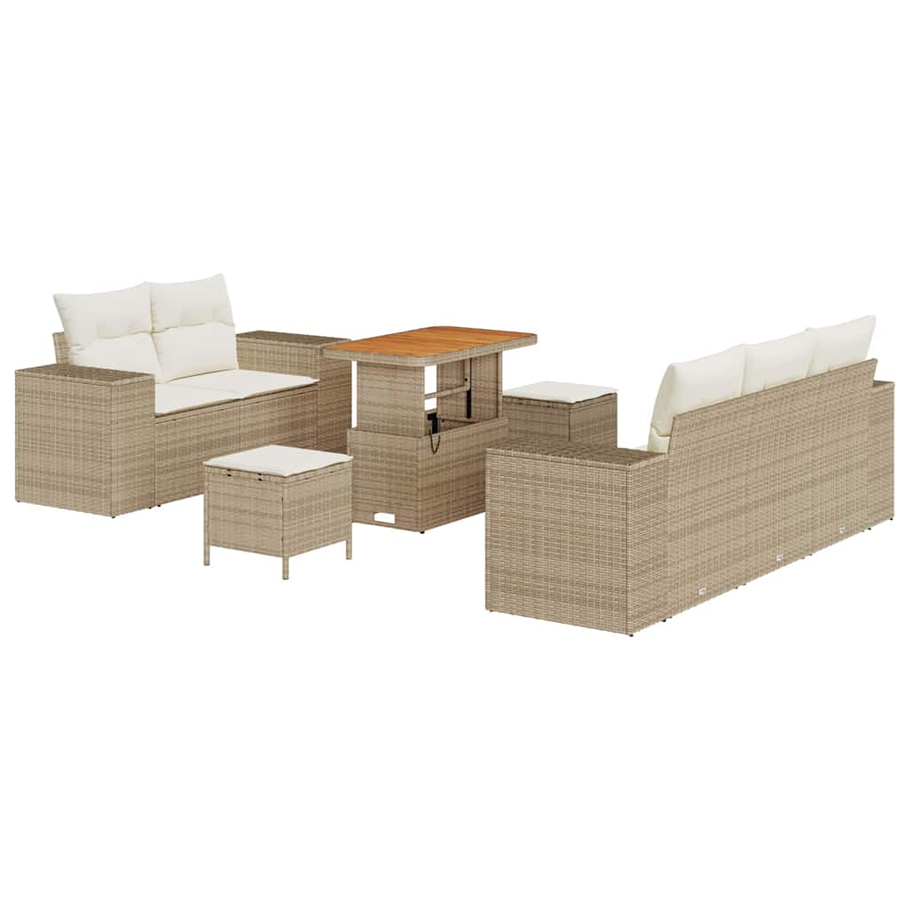 Set Divano da Giardino con cuscino 8 pcs Beige e Crema