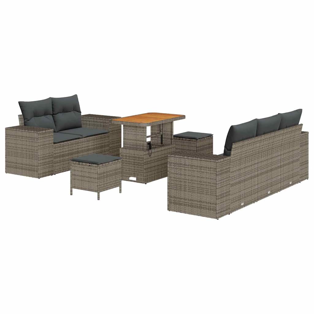 Set Divano da Giardino 8 pcs Grigio Rattan in Polipropilene | homemem39