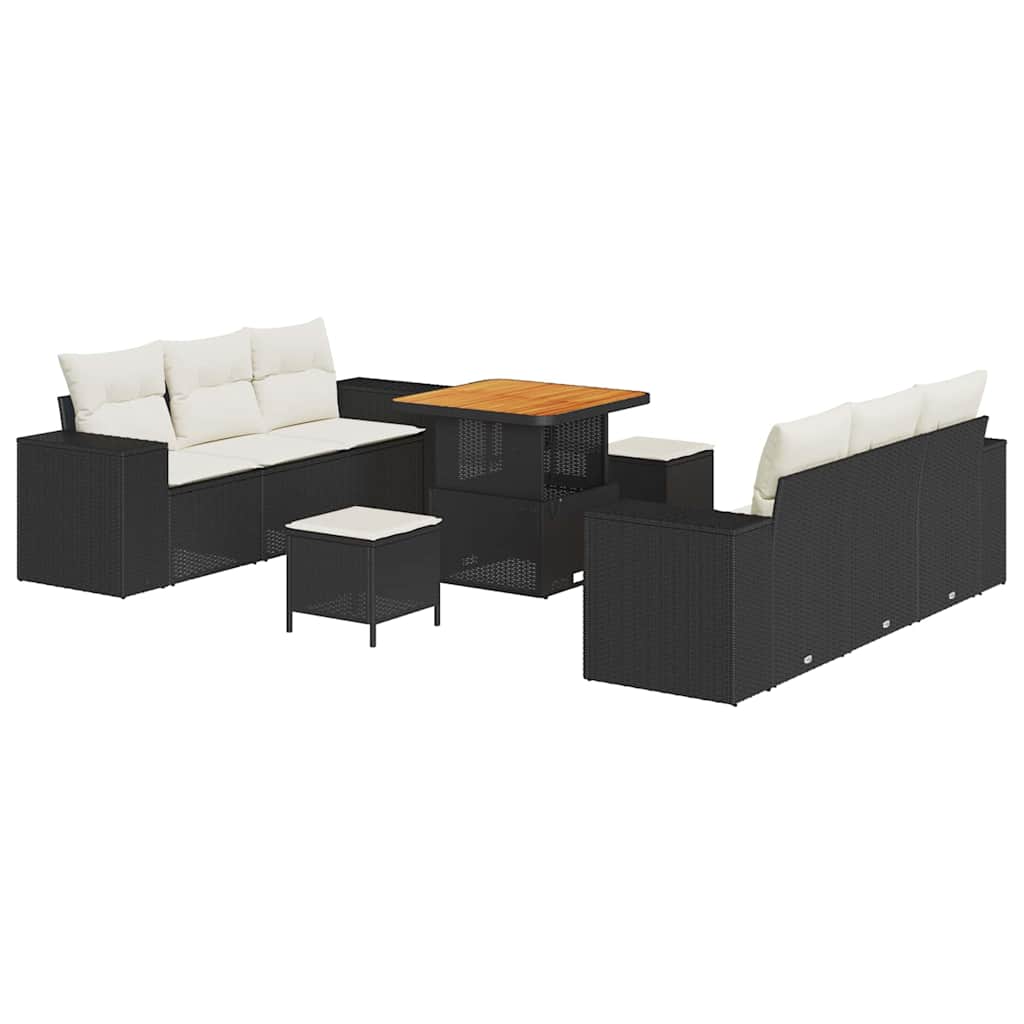 Set Divano da Giardino Nero e Crema 221 x 204 x 85 cm | homemem39
