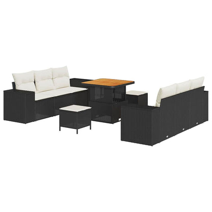 Set Divano da Giardino Nero e Crema 221 x 204 x 85 cm | homemem39